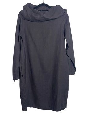 Linenbee Charlotte Tunic Dress Women’s Medium Charcoal Gray 100% Linen Lagenlook